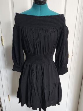 Gianni Bini Black On/Off-Shoulder Smocked Dress